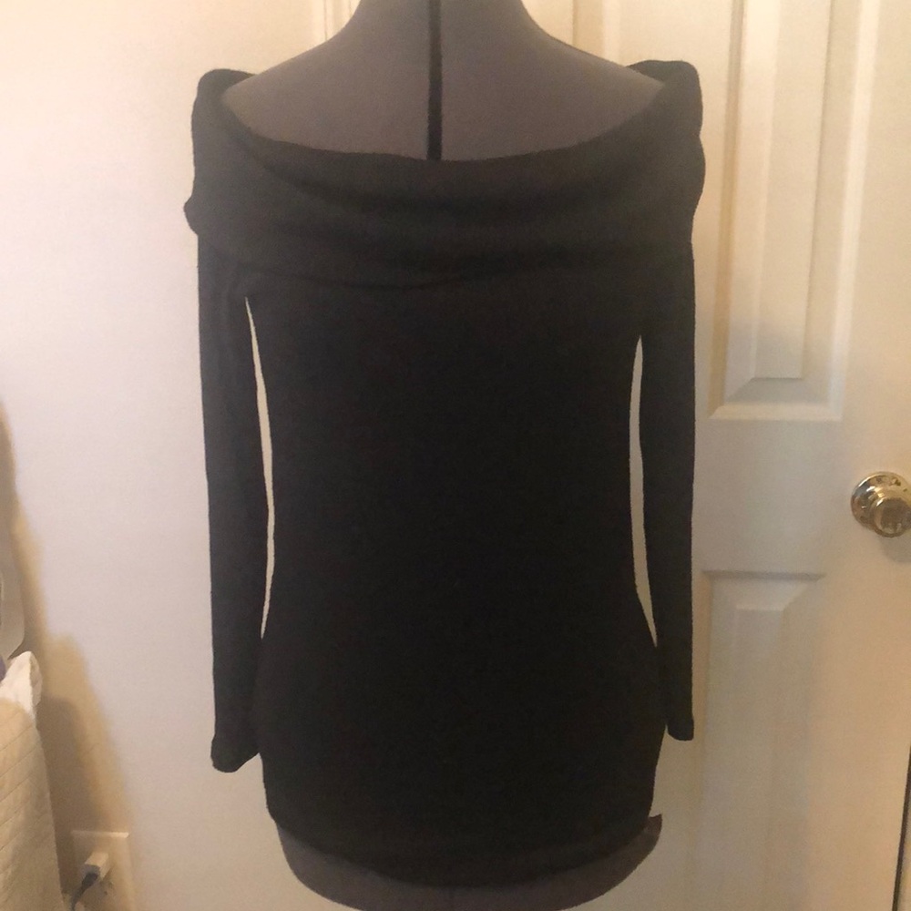 Apt. 9 Black Off-the-Shoulder Sweater with Elegant Drape